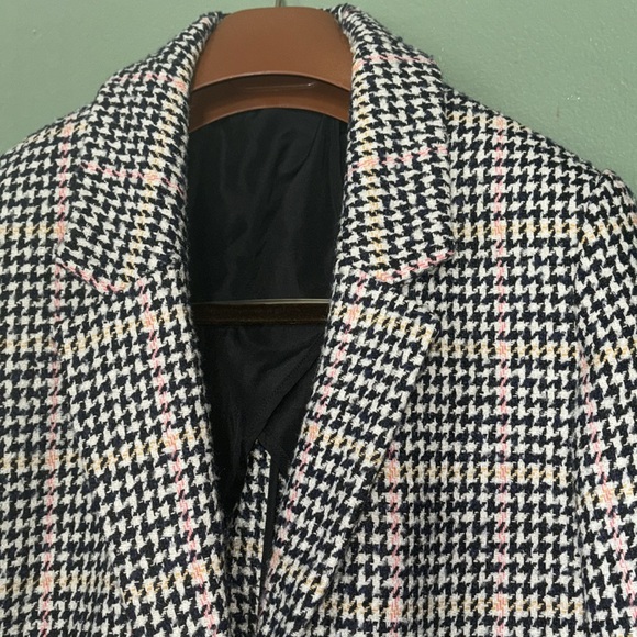 Women Sz S/P wool blend houndstooth print business casual attractive blazer coat - Picture 9 of 15